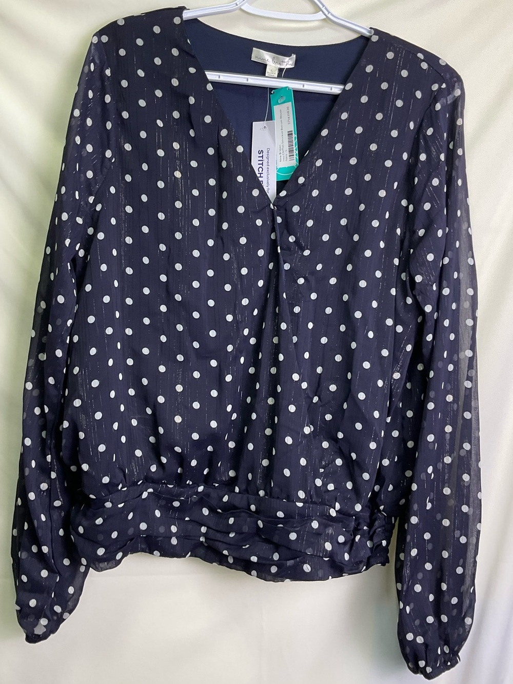 nine britton Inez Chiffon Smocked Bottom Blouse - Navy